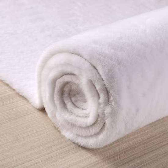 Alfombra de piel de conejo sintética ultra suave, alfombras para dormitorio, sala de estar, alfombras decorativas, color blanco